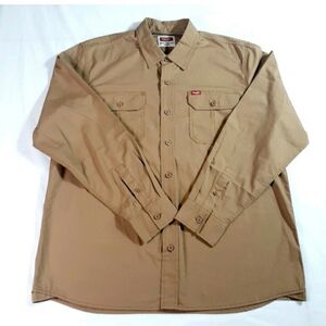 Wrangler Shirt Five Star Heritage Mens Khaki Relaxed Fit Long Sleeve